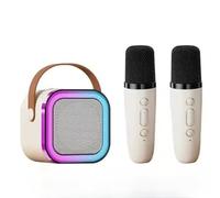 Llzzy Karaoke Machines for Kids,Portable Karaoke Machines with Voice Changing Effects Microphone Bluetooth Speaker For Girls and Boys Birthday Gifts (Beige 1 to 2)