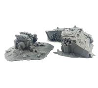 LM3D 2 Destroyed Vehicles - Scenery for Wargames and Sci-Fi Miniatures - Tank and Futuristic Robot - 28mm/32mm - Coverages and Barricades - 3D Printed