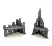 LM3D Ruins B and D Imperial Gothic Scenography 28mm, The Desolation of Emerita, 2 and 3 Floors Buildings, Grimdark Sci-Fi