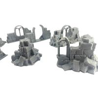 LM3D Set of 7 ruined walls, barricades, fences, scenography Fantasy Tabletop Wargames Terrain