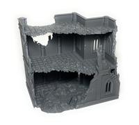 LM3D Terraced B - Grimdark Industrial Gothic Scenography - The Desolation of Emerita - Ruined 3 Storey Building