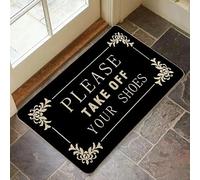 LMABBAQA Please Take Off Your Shoes Mat Funny Welcome Mats (Black 1)
