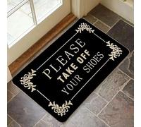 LMABBAQA Please Take Off Your Shoes Mat Funny Welcome Mats (Black 1)