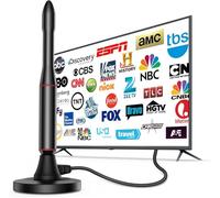 LMADFLYTV TV Antenna Indoor Digital Antenna,Portable TV Antenna for Local Channels,360°Reception,Support 4K 1080p Smart Television with Amplifier Signal Booster for Free Channels