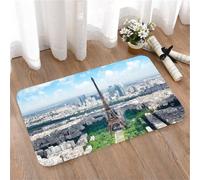LMaFCaIGU Door Mats Indoor Outdoor,Absorbent,Non-Slip,Washable Rug,Aerial Panoramic View Of Eiffel Tower And Paris City Skyline,50 * 80CM
