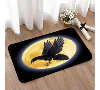 LMaFCaIGU Door Mats Indoor Outdoor,Absorbent,Non-Slip,Washable Rug,Black Crow Flying On The Background Of A Full Moon,50 * 80CM