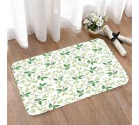 LMaFCaIGU Door Mats Indoor Outdoor,Absorbent,Non-Slip,Washable Rug,Curved Green-Leaf Vine White-Background Seamless-Pattern Illustration,50 * 80CM