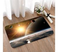 LMaFCaIGU Door Mats Indoor Outdoor,Absorbent,Non-Slip,Washable Rug,Deep Outer Space Scene With Glowing Sun And Rocky Alien Worlds,40 * 60CM