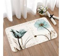 LMaFCaIGU Door Mats Indoor Outdoor,Absorbent,Non-Slip,Washable Rug,Delicate Semi-Transparent Floral Artwork Overlaid With Hope And Believe Quote Words,50 * 80CM