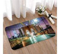 LMaFCaIGU Door Mats Indoor Outdoor,Absorbent,Non-Slip,Washable Rug,Empty Brooklyn Bridge Pedestrian Walkway Before Sunrise,40 * 60CM