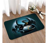 LMaFCaIGU Door Mats Indoor Outdoor,Absorbent,Non-Slip,Washable Rug,Fantasy Black-Blue Dragon Perched On Glossy Magic Orb,50 * 80CM