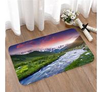 LMaFCaIGU Door Mats Indoor Outdoor,Absorbent,Non-Slip,Washable Rug,Fast-Flowing Mountain River Green Valley And Snow-Capped Peaks At Sunset,40 * 60CM