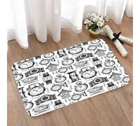 LMaFCaIGU Door Mats Indoor Outdoor,Absorbent,Non-Slip,Washable Rug,Hand Drawn Clocks And Watches Vintage Hand Drawn Sketch Seamless Pattern Vector Illustration,40 * 60CM