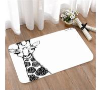 LMaFCaIGU Door Mats Indoor Outdoor,Absorbent,Non-Slip,Washable Rug,Hand-Drawn Sketch Giraffe Head Black White Line Art,40 * 60CM