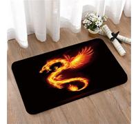 LMaFCaIGU Door Mats Indoor Outdoor,Absorbent,Non-Slip,Washable Rug,Illustration Of Fire Dragon With Wings Symbol Of Wisdom And Power On Black Background,40 * 60CM