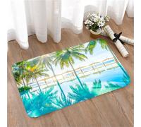 LMaFCaIGU Door Mats Indoor Outdoor,Absorbent,Non-Slip,Washable Rug,Landscape Pool By The Beach With Seasonal Eden Hot Sunny Humid Coastal Bay Photography,40 * 60CM