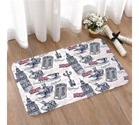 LMaFCaIGU Door Mats Indoor Outdoor,Absorbent,Non-Slip,Washable Rug,London Seamless Pattern With Sketch Telephone Booth Big Ben Crown Vector Illustration,40 * 60CM