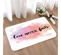 LMaFCaIGU Door Mats Indoor Outdoor,Absorbent,Non-Slip,Washable Rug,Love Never Fails Quote On Watercolor Ombre Background Perfect For Wall Art,40 * 60CM