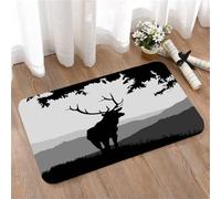 LMaFCaIGU Door Mats Indoor Outdoor,Absorbent,Non-Slip,Washable Rug,Mountain Stag Deer Silhouette Forest Landscape Wall Art Print,40 * 60CM