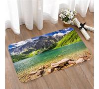 LMaFCaIGU Door Mats Indoor Outdoor,Absorbent,Non-Slip,Washable Rug,Mountain Tatra Lake And Mountains Poland Forest At Sunrise Rocky Shore,40 * 60CM