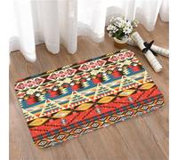LMaFCaIGU Door Mats Indoor Outdoor,Absorbent,Non-Slip,Washable Rug,Native American Classic Traditional Aztec Pattern Image With Bird Flower Arrow Natural,40 * 60CM