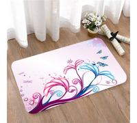 LMaFCaIGU Door Mats Indoor Outdoor,Absorbent,Non-Slip,Washable Rug,Nature Curved Giant Flower Bodies And Butterflies Flying Spring Style Artsy Design,40 * 60CM
