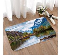 LMaFCaIGU Door Mats Indoor Outdoor,Absorbent,Non-Slip,Washable Rug,Nature Mountain Range Norway With Snow-Capped Peaks At The Lake Northern Fishing Landscape,40 * 60CM