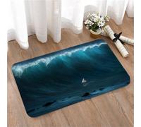 LMaFCaIGU Door Mats Indoor Outdoor,Absorbent,Non-Slip,Washable Rug,Ocean Small Boat Caught By A Big Wave Sea Storm Tsunami Marine Theme,40 * 60CM