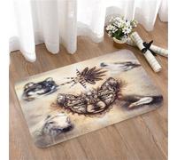 LMaFCaIGU Door Mats Indoor Outdoor,Absorbent,Non-Slip,Washable Rug,Ornamental Painting Of Wolf Sacred Animal And Ornamental Star With Feathers,40 * 60CM