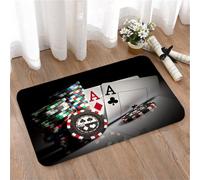 LMaFCaIGU Door Mats Indoor Outdoor,Absorbent,Non-Slip,Washable Rug,Pocket Aces Poker Hand Two Ace Cards And Stacks Of Casino Chips,40 * 60CM