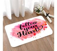 LMaFCaIGU Door Mats Indoor Outdoor,Absorbent,Non-Slip,Washable Rug,Quote Typographic Phrase Follow Your Heart On Watercolor Background,40 * 60CM