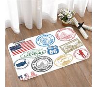 LMaFCaIGU Door Mats Indoor Outdoor,Absorbent,Non-Slip,Washable Rug,Retro United-States City Sticker Pack New-York Las-Vegas Hawaii Icons,40 * 60CM