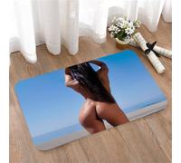 LMaFCaIGU Door Mats Indoor Outdoor,Absorbent,Non-Slip,Washable Rug,Sensuality Pretty Beautiful Brunette Woman In Bikini On Summer Sunlight Beach,40 * 60CM