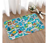 LMaFCaIGU Door Mats Indoor Outdoor,Absorbent,Non-Slip,Washable Rug,Silent Non Ticking Colorful Tarot Cards Astrology Mysterious Image,40 * 60CM