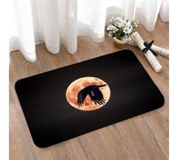 LMaFCaIGU Door Mats Indoor Outdoor,Absorbent,Non-Slip,Washable Rug,Silhouette Of Black Raven On Full Red Moon Background,40 * 60CM