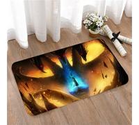 LMaFCaIGU Door Mats Indoor Outdoor,Absorbent,Non-Slip,Washable Rug,Sorcerer On Platform Versus Giant Three-Headed Dragon Warm Glowing Sky,40 * 60CM