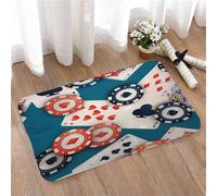 LMaFCaIGU Door Mats Indoor Outdoor,Absorbent,Non-Slip,Washable Rug,Spade Heart Diamond Suit Playing Cards Mixed With Poker Chips,40 * 60CM