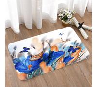 LMaFCaIGU Door Mats Indoor Outdoor,Absorbent,Non-Slip,Washable Rug,Spring Floral Arrangement Colorful Crocus Flowers And Flying Butterflies,40 * 60CM