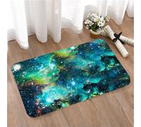 LMaFCaIGU Door Mats Indoor Outdoor,Absorbent,Non-Slip,Washable Rug,Starry Outer Space Nebula Texture Turquoise Green Cosmic Clouds And Bright Star Field,40 * 60CM