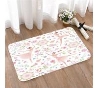 LMaFCaIGU Door Mats Indoor Outdoor,Absorbent,Non-Slip,Washable Rug,Sweet Dancing Ballerina Floral And Heart-Shaped Element Repeat Background,40 * 60CM
