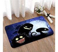 LMaFCaIGU Door Mats Indoor Outdoor,Absorbent,Non-Slip,Washable Rug,Three Cartoon Spooky Monster Silhouettes Haunted Castle And Full Moon,40 * 60CM