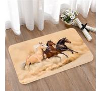 LMaFCaIGU Door Mats Indoor Outdoor,Absorbent,Non-Slip,Washable Rug,Three Horse Run In Desert Sand Storm,40 * 60CM
