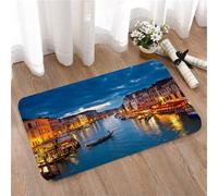 LMaFCaIGU Door Mats Indoor Outdoor,Absorbent,Non-Slip,Washable Rug,Venice Grand Canal Night Scene Gondola Boat Illuminated Historic Buildings,40 * 60CM