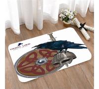 LMaFCaIGU Door Mats Indoor Outdoor,Absorbent,Non-Slip,Washable Rug,Viking Raven Helmet Shield Sword Norse Warrior Graphic Wall-Art Print,40 * 60CM