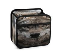 Lmage of Wolf in The Snow Car Backseat Organizer with Clear Tablet Holder, Multi Pockets Waterproof Oxford Kick Mat Storage Bag, Universal Auto Seat Back Storage Caddy for Drinks Travel Essentials