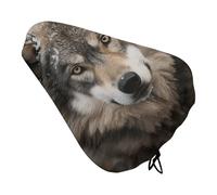 Lmage of Wolf in The Snow Padded Bike Seat Cushion with Drawstring Soft Comfort Waterproof Bicycle Seat Cover, Wide Saddle Protection Covers Protector for Men Women for Exercise Mountain Road Bikes