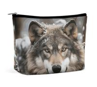 Lmage of Wolf in The Snow Travel Makeup Bag Large Toiletry Bag for Women Waterproof Cosmetic Bags for Purse Portable Makeup Organizer Bags Cute Zipper Pouch Cosmetic Pouch Funny Travel Makeupbag