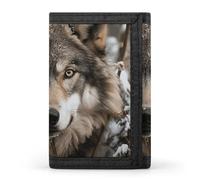 Lmage of Wolf in The Snow Wallet Compact Trifold Wallet with Keychain Lightweight & Durable Purse for Outdoor, style, One size, Classic