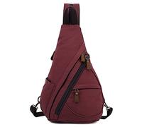 Lmagice Men's Sling Backpack Waxed Canvas Crossbody Bag Casual Daypacks, Wine Red, 0.65, Durable,unique