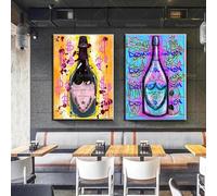 LMAIWANG Abstract Art Posters Champagne Graffiti Canvas Painting Art Deco Kitchen Posters for Walls Decor 30x45cmx2 Frameless